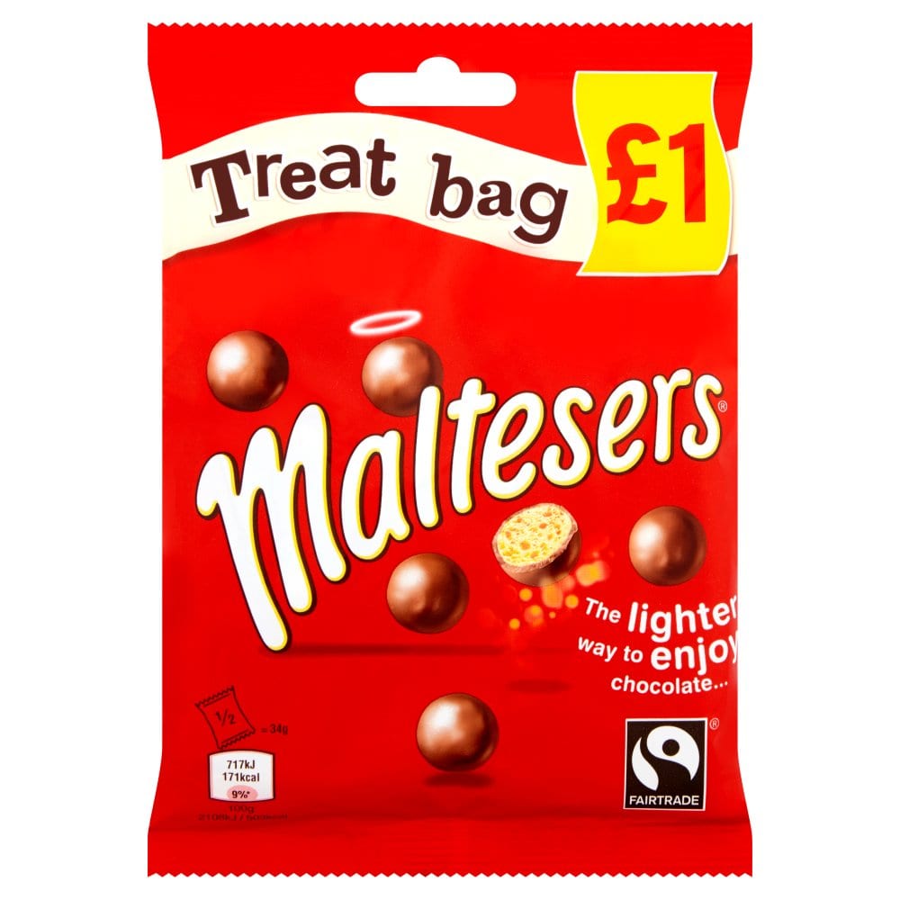 Maltesers Fairtrade Chocolate Treat Bag Pack 68g PM