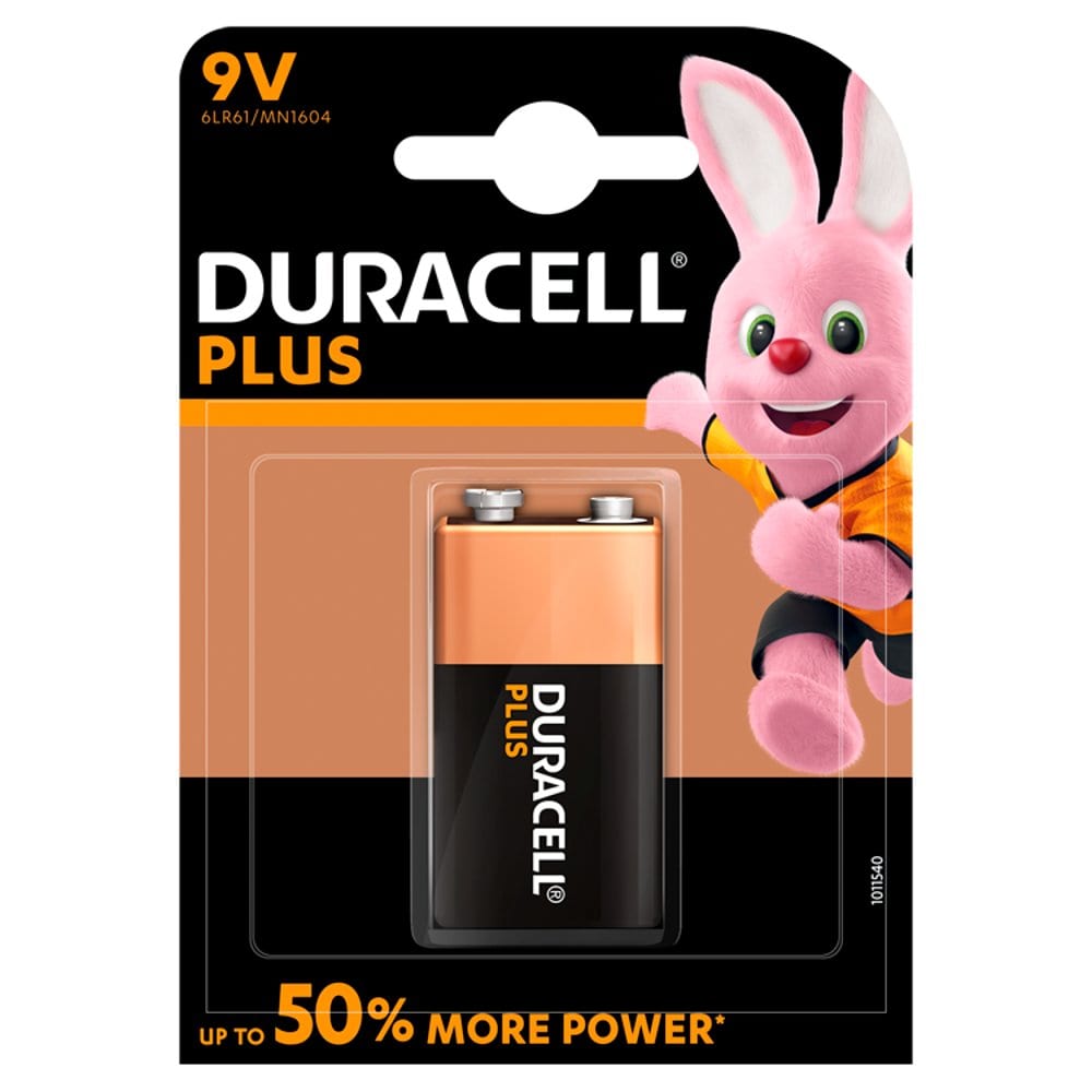 Duracell Plus Power Type 9V Alkaline Batteries, Pack of 1