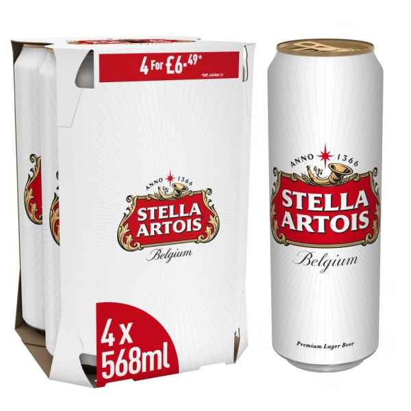 Stella Artois Lager Beer Cans 4 x 568ml