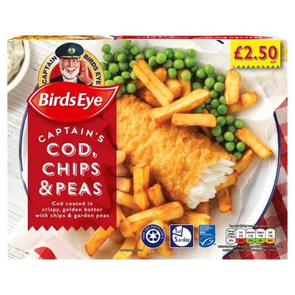 Birds Eye Captain’s Cod, Chips & Peas 395g