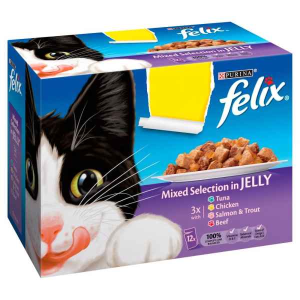 Felix Cat Food Mixed Selection in Jelly 12 x 100g