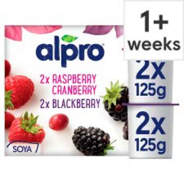 Alpro Raspberry Cranberry Yoghurt Alternative 4 X125